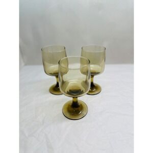 Vintage Libbey Tawny Accent Brown Goblets Set of 3 5.25in MCM